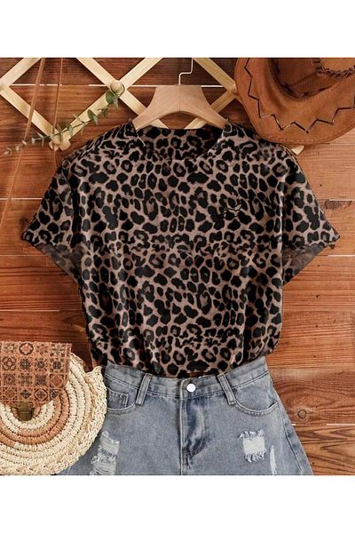 BRZ COLLECTION Tricou cu mânecă scurtă cu imprimeu leopard de damă