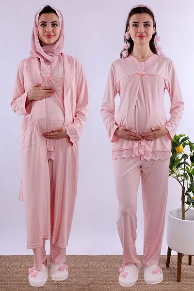 ByLohusa Effortt Pink Hijab Pregnant Maternity Pajama Set Byl2T40342