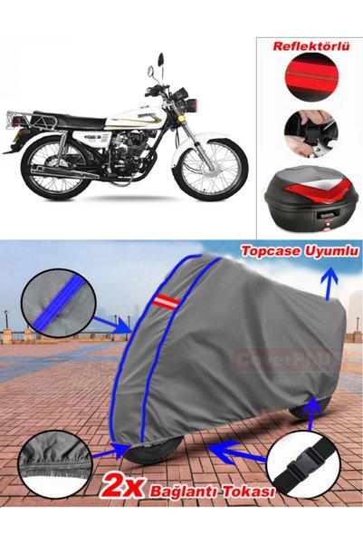 CoverPlus Blue Stitched Gray Yuki Yk125 Rex Tarpaulin Topcase Rear Bag Compat...