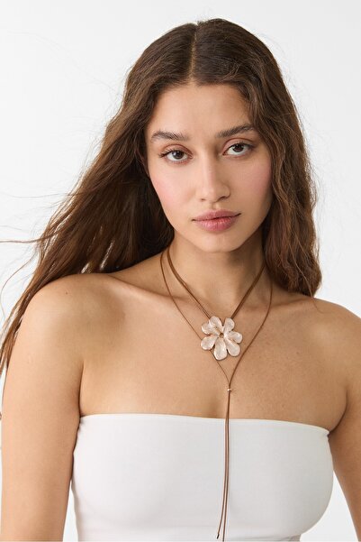 Stradivarius Çiçekli kordon kolye