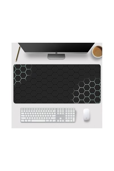 zola Mouse pad, anti-alunecare, cauciucat pentru gaming, model fagure, 80x30 cm, negru/verde