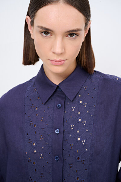 Love My Body Keten Nakışlı Elbise