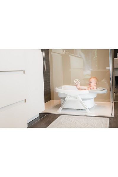 Jungle Foldable baby bathtub, Bo Jungle, height adjustable, plastic and silicone, gray with white