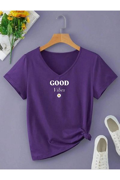 woonkey ΓΥΝΑΙΚΕΙΟ T-SHIRT ΝΕΑΣ ΣΕΖΟΝ ΜΕ ΛΟΓΟΤΥΠΟ GOOD VIBES