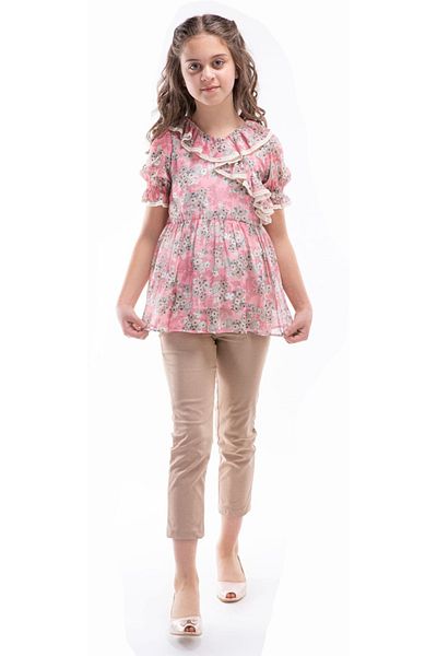 Elayza Suit with Pants, Lace Garni̇Li̇ Blouse