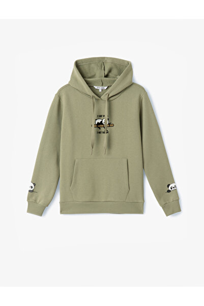 Koton Φούτερ με κουκούλα Panda με κουκούλα καγκουρό με τσέπη υψηλής ποιότητας