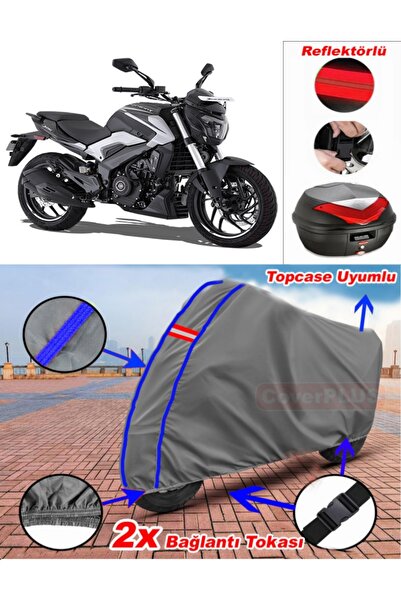 CoverPlus حقيبة خلفية من القماش المشمع باللون الرمادي Bajaj Dominar 250 D بال...