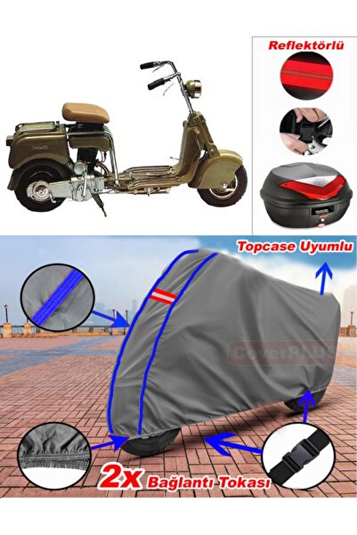 CoverPlus حقيبة خلفية من القماش المشمع Lambretta Innocenti باللون الرمادي مع ...