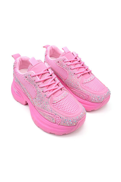 Tmall Pantofi Sport De Dama,Cu Insertii De Plasa si Strasuri,D1414,Roz