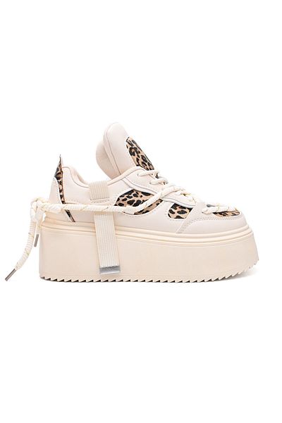 Tmall Pantofi Sport De Dama,Cu Platforma,Din piele ecologica,D1413,Bej cu Leopard