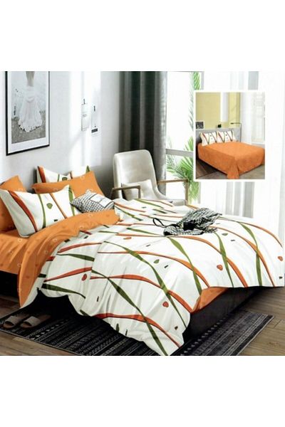 Pucioasa Lenjerie de pat dublu din finet, cearceaf pilota 200x220cm, set 6 piese, Linii