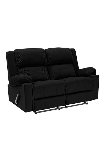 Lazy Vibes Velvet Double Classic Recliner Chair - Black