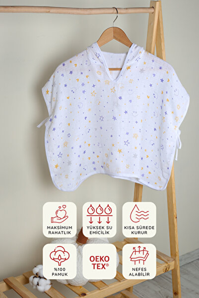 LUCKKA %100 Pamuk Bebek Çocuk Müslin Panço - ZTPANÇO
