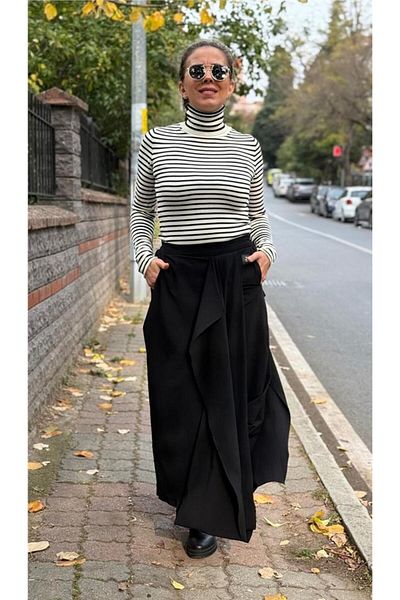 Dilvin Turtleneck Striped Sweater