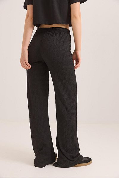 Raneel Kazançlı Alışveriş Bubble Knitted Fabric Comfortable Fit Trousers Black