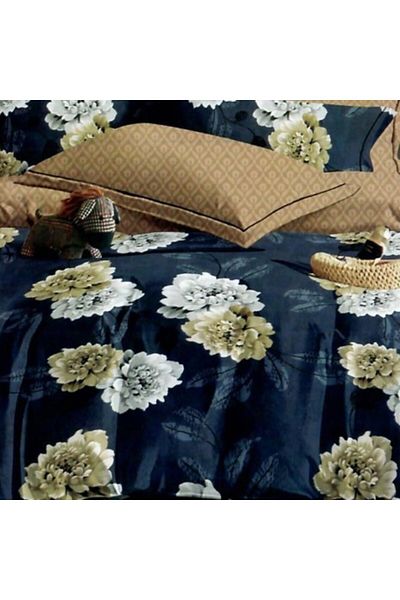 Pucioasa Double Bed Linen Set in Finet, Duvet Cover 200 x 220 cm, 6 Pieces, White/Cream Flowers