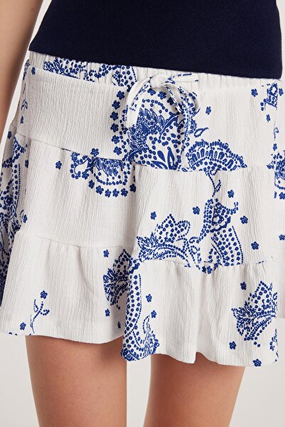 Tudors Women's Regular Fit Patterned Seersucker Skirt