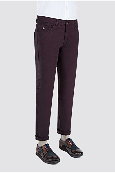 Twn Burgundy Textured Chino Trousers