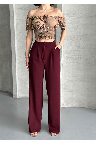 RPT MODA Korean Model Palazzo Double Button High Waist Pants
