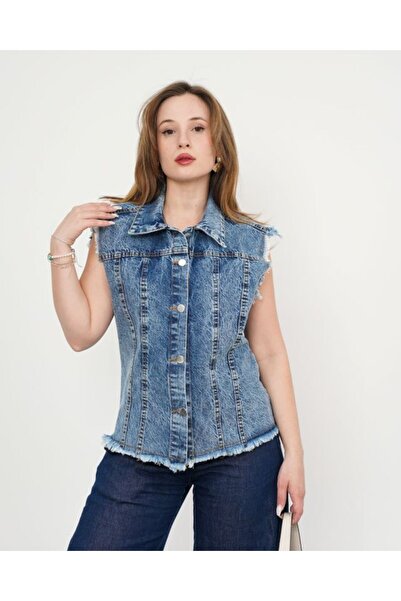 sorisso Denim Zero Sleeve Short Vest