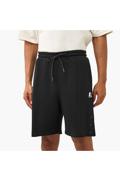 Starter Button Detail Shorts with Drawstring Closure and Pockets