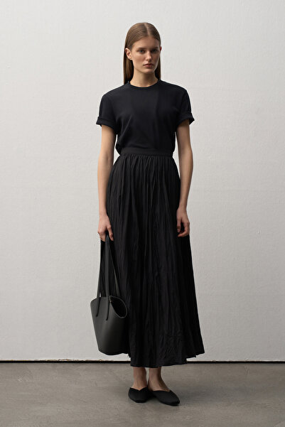 Mathilda By Çiğdem Bilici Fusta Maxi Neagra Mila Plisata de dama