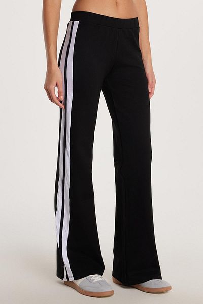 Tudors Women's Slim Fit Slim Fit Elastic Waist Spanish Leg Black Trousers