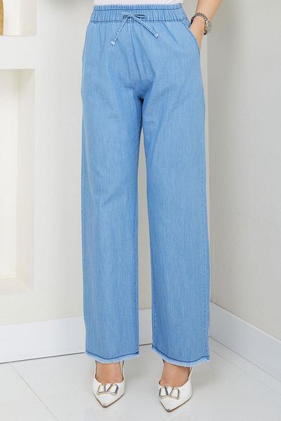 hafsamina Elastic Waist Jeans Light Blue Hm2726