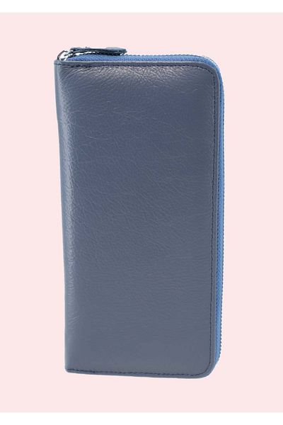 OEM Women's genuine leather wallet, HASSION, B02, navy blue