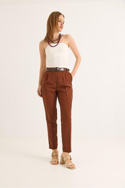 Raneel Kazançlı Alışveriş Women's Fit Cut Fabric Trousers Brown