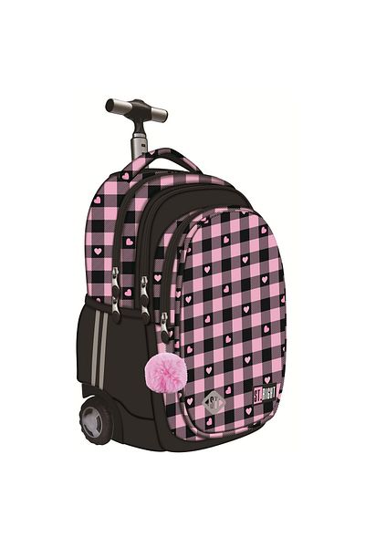 ST Right Ghiozdan Troler ST.Right, colectia Pink Checkered, TB01, roti silicon, 44x32x25 cm