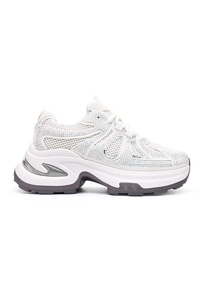 Tmall Pantofi Sport De Dama,Cu Insertii De Plasa si Strasuri,D1415,Alb