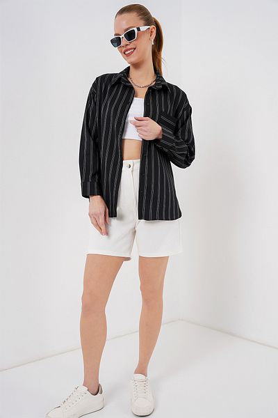 Bigdart 20143 Oversize Shirt with Pockets - Black