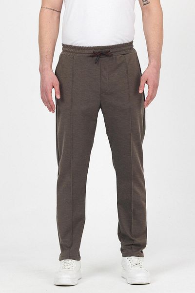 DAMGA JEANS Ανδρικό ριγέ φαρδύ ελαστικό κλασικό καφέ παντελόνι