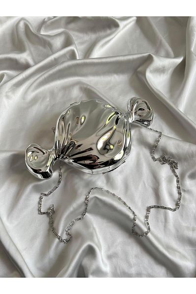 Mia Collection Βραδινό φόρεμα Sugar Μοντέλο Τσάντα αρραβώνων Ασημί