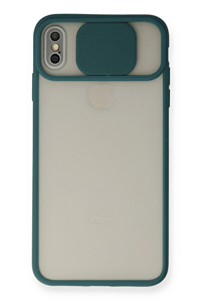 NewFace حافظة آيفون X كاميرا بلورية منزلقة من السيليكون - أخضر 1495833709