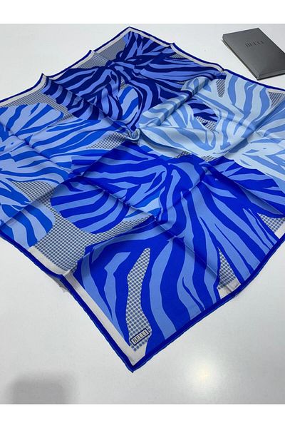 Belli Μεταξωτό μαντήλι Twill με μοτίβο μπλε ζέβρας