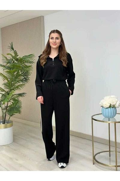 My Blog Black Hooded Garnished Suit - 8569