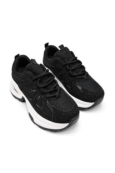Tmall Pantofi Sport De Dama,Cu Insertii De Plasa si Strasuri,D1415,Negru