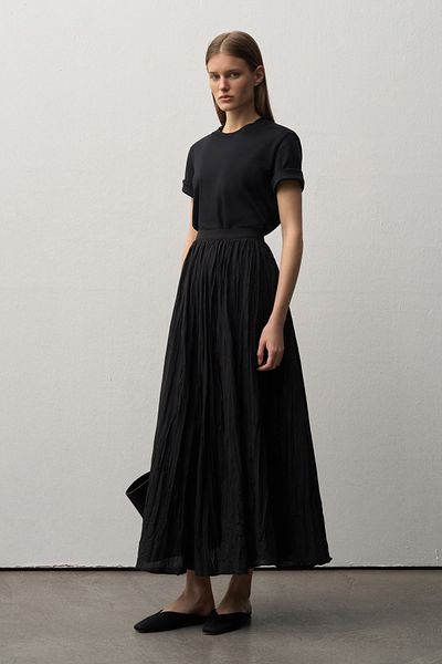 Mathilda By Çiğdem Bilici Fusta Maxi Neagra Mila Plisata de dama