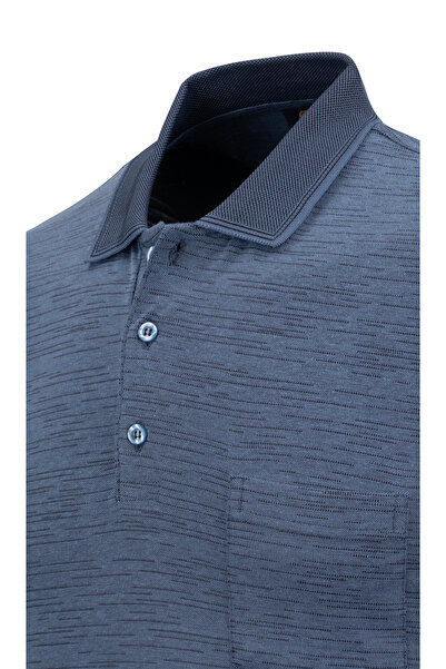 Çizgi Triko Tricou pentru bărbați cu gât polo cu buzunar Classic Fit - 5114