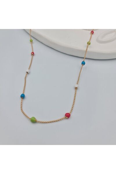 SE Jewellery Rose Renkli Mineli Dorika Top Detaylı Şık Zincir Kolye – Xuping,...