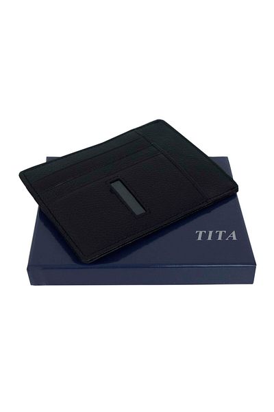 OEM Men's wallet, genuine leather, slim, black - PR104