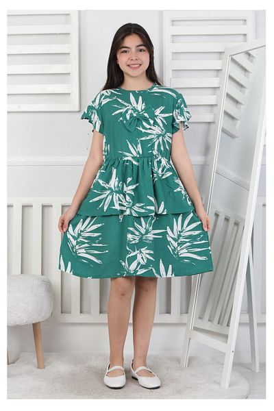 My Kids Wear Patterned Girl's Buttoned Dress