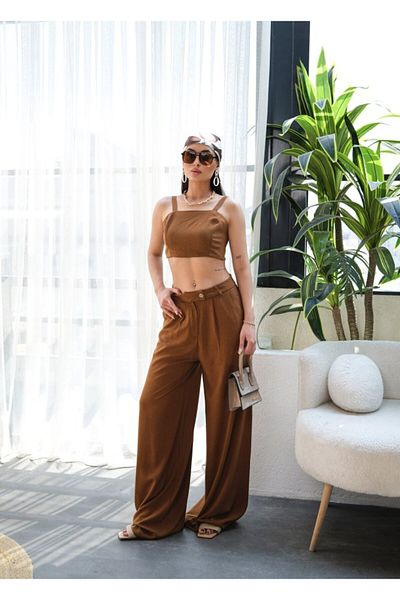 Miracle Omni Linen Gimped Crop and Trousers Double Set