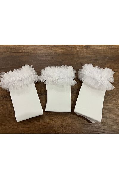 erceys Микротънки бели чорапи до коляното за момичета, 3 чифта