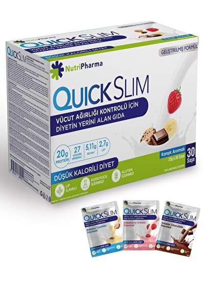 NUTRIPHARMA Quick Slim Mix 30 Saşe Öğün Tozu – Öğün Yerine Geçen Protein Tozu...