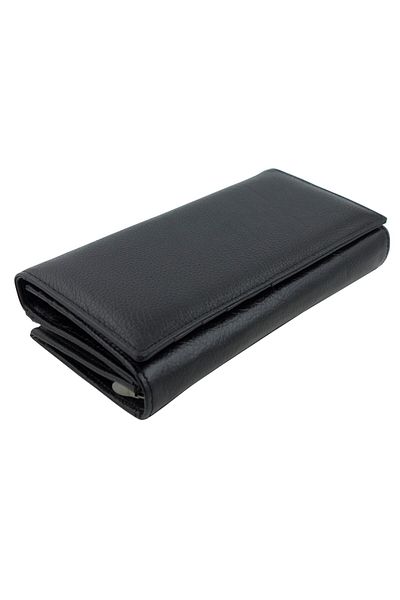OEM Women's wallet, Tita, made of genuine leather, 19 x 10 x 3.5 cm, Black with multiple compartments - PR223