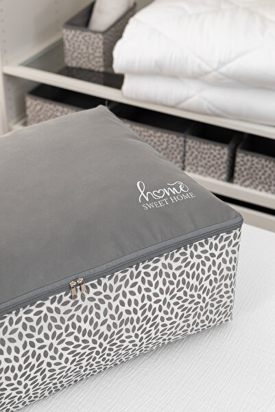 REKHOME Set of 2 Gray Home Sweet Home Mega Size Base under Bed Cabinet Pillow Quilt Sweater Clothes Bag