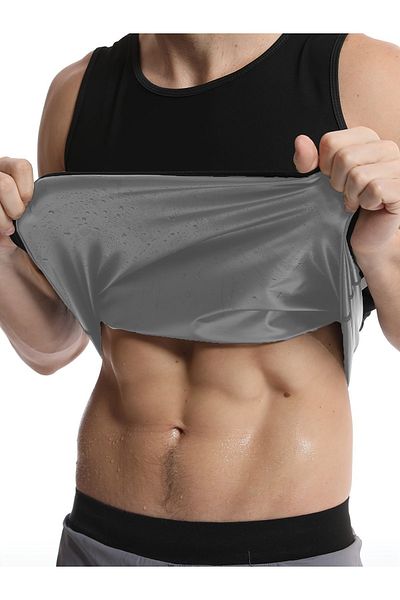 Pikas Men's Thermal Sauna Undershirt Help You Lose Weight Your Fat Burning Color Black(Ex-04)